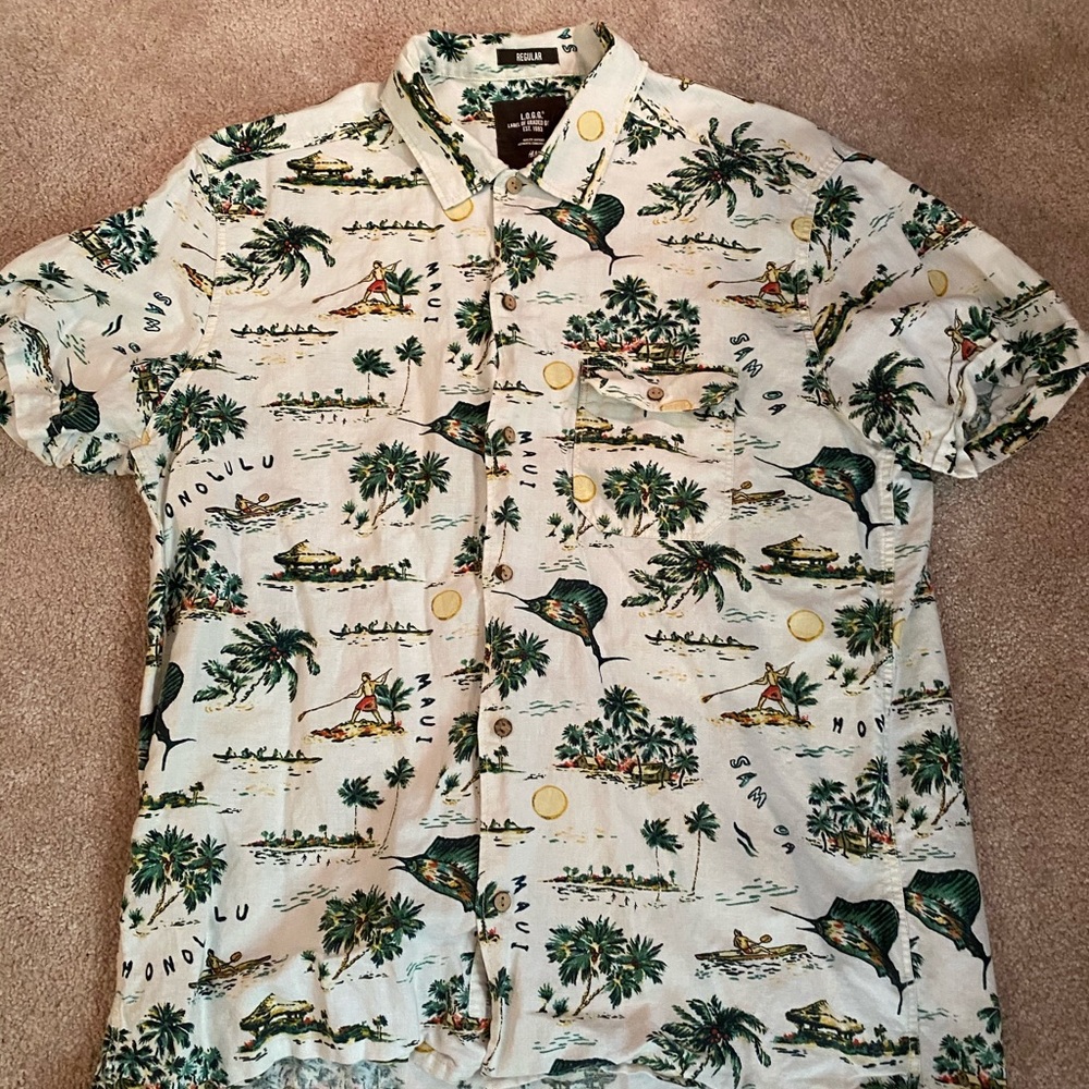Vintage H&M Linen Hawaiian Shirt Size L